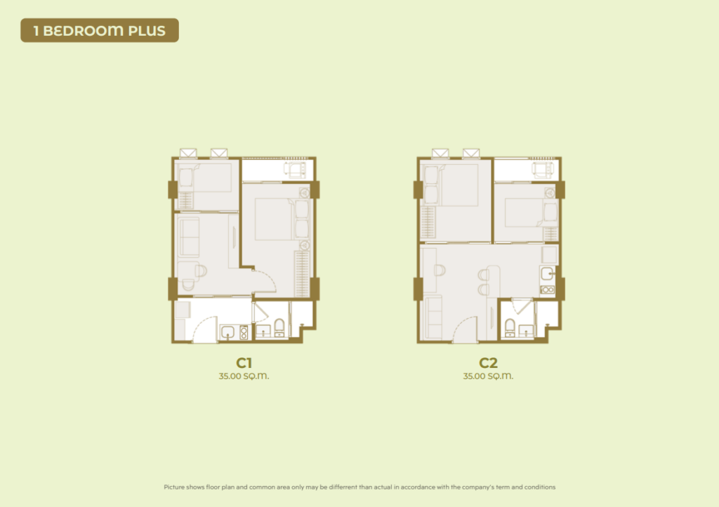 1 Bedroom Plus (ขนาด 35.00 ตร.ม.)
